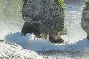 Waterfall Photography Drucke: Fast currents in Rhine Falls in spring