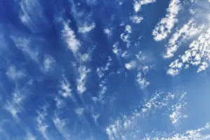 Cirrocumulus Clouds Drucke: Feather clouds and cirrocumulus in blue sky