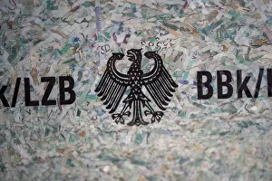 German Federal Republic Image Drucke: Federal eagle, shredded D-Mark notes, Germany