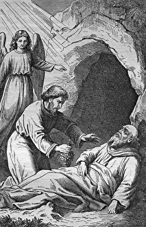 Handicraft Artwork Drucke: Felix of Nola refreshing his bishop