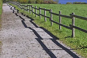 Deserted Promenade Path Drucke: Fence with a shadow along the promenade path