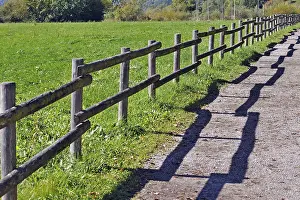 Deserted Promenade Path Drucke: Fence with a shadow along the promenade path