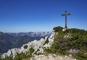 Salzkammergut Mountains Drucke: Via ferrata to the summit cross