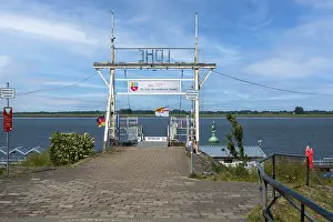 Elbe River Germany Drucke: Ferry pier in Luhe on the Elbe