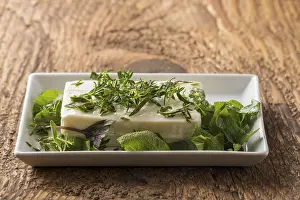 Feta Cheese Drucke: Feta cheese marinated with herbs