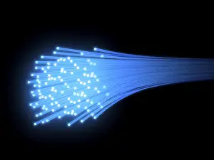 Data Transmission Concept Drucke: Fiber optic cable, 3D illustration