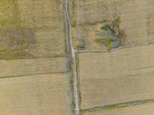 Agricultural Aerial Photography Drucke: Field path between harvested fields