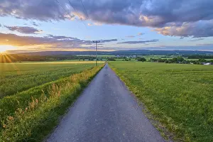 Evening Sun In Southern Germany Drucke: Field path, sky, sunset, spring
