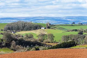 British Countryside Drucke: Fields and Farmlands over Devon