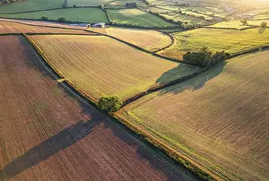 Aerial View Of Devon Drucke: Top Down over Fields and Farmlands from a drone