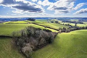Springtime Landscape Photography Drucke: Fields and Farmlands in spring from a drone