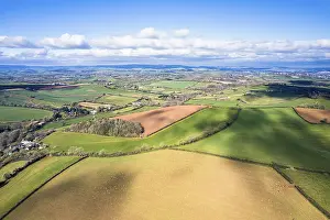 Drone Photography In Devon Drucke: Fields and Farmlands in spring from a drone