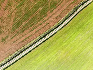 England Countryside Scenery Drucke: Top Down over Fields and Farms from a drone