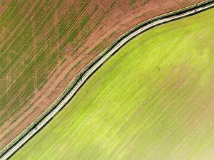 Farmland From Above Drucke: Top Down over Fields and Farms from a drone