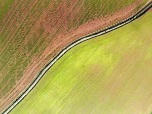 Devon Drone Images Drucke: Top Down over Fields and Farms from a drone