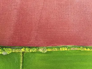 Farmland Europe Drucke: Top Down over Fields and farms from a drone
