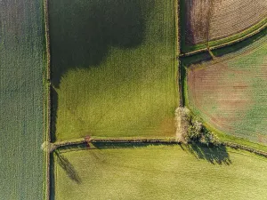 Drone Photography Devon Drucke: Top Down over Fields and Farms from a drone
