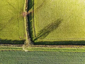Aerial View Of Devon Drucke: Top Down over Fields and Farms from a drone