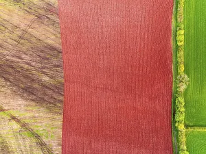 Agricultural Drone Images Drucke: Top Down over Fields and farms from a drone