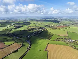 British Countryside Drone Image Drucke: Fields and Farms from a drone, Devon