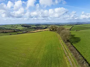Fields And Farms Aerial View Drucke: Fields and Farms from a drone, Devon