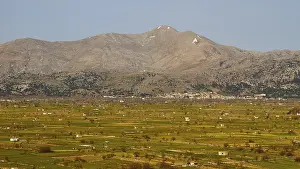 East Crete Landscape Drucke: Fields, green meadows, Dikte massif