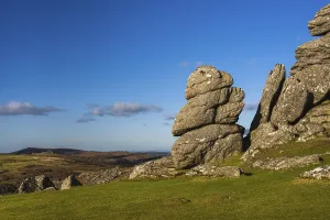 British Countryside Landscape Drucke: Fields and meadows in Haytor Rocks