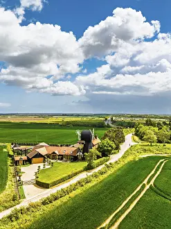 Drone Photography UK Drucke: Fields and Windmill from a drone