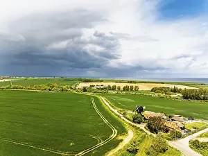 Drone Photography UK Drucke: Fields and Windmill from a drone