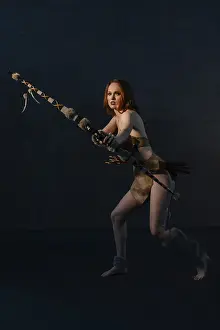 Historical Figure Depiction Drucke: A fierce warrior is ready for battle