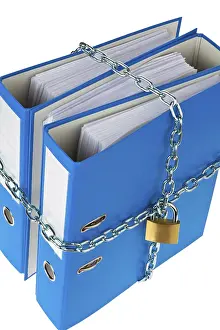 Data Protection Austria Drucke: A file folder locked with a chain and padlock