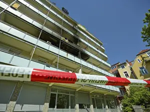 Fire Damage Apartment Block Drucke: Fire damage after fire in apartment block