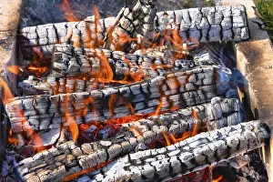 Deserted Campfire Drucke: Fire in a fireplace