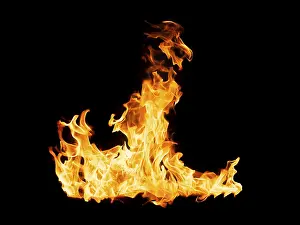 Black Background Fire Drucke: Fire flames, isolated on black background