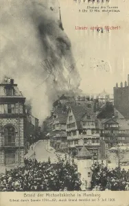 Deserted Church Scene Drucke: Fire of the Michaeliskirche in Hamburg