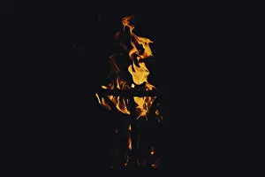 Dark Atmosphere Photography Drucke: Fire at night