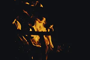 Deserted Burning Scene Drucke: Fire at night