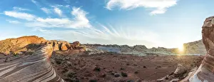 Evening Light In Nature Drucke: Fire Wave sandstone formation in evening light