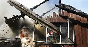 Firefighter Occupation Drucke: Fireman at work. Four drills