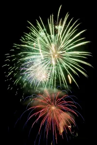 Deserted Cityscape At Night Drucke: Fireworks