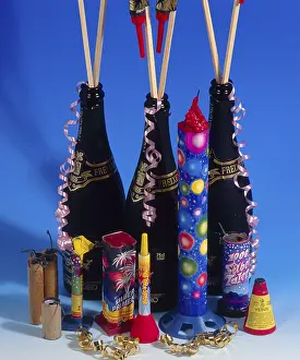 Dark Night Celebration Drucke: Fireworks rockets firecrackers