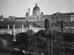 Austrian Religious Landmarks Drucke: One of the first autotypes of Elisabethplatz square
