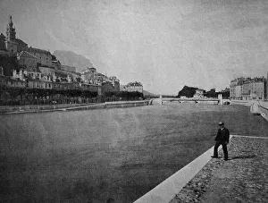 Historic Waterfront Scene Drucke: One of the first autotypes of Grenoble