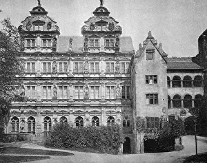 Old German Buildings Drucke: One of the first autotypes of Heidelberg