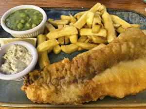 High Calorie Meal Drucke: Fish and chips, fried fish in batter