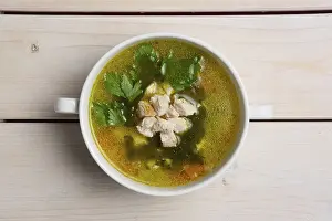 Gourmet Food Drucke: Fish soup. Top view