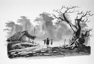 Historical Landscape Art Drucke: Fisherman returning with his catch