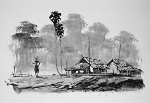 Southeast Asia Fishing Scene Drucke: Fisherman returning with his catch