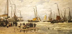 North Holland Province Drucke: Fishing Pinks in Breaking Waves