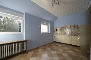 Central Europe Construction Drucke: Fitted kitchen in an old building